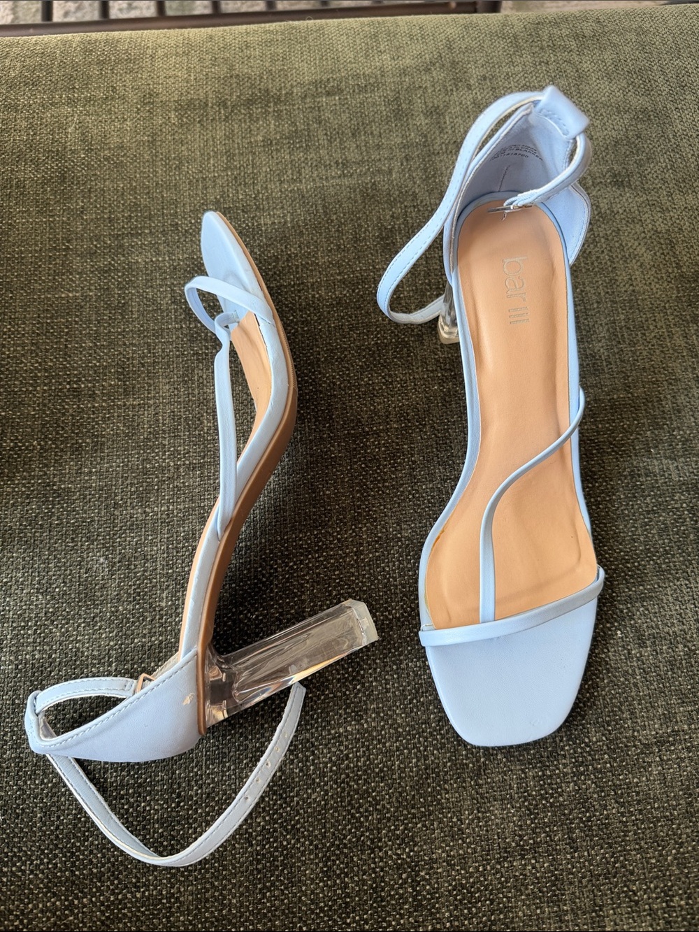 Bar III Light Blue Strappy Sandals with Clear Block Heel